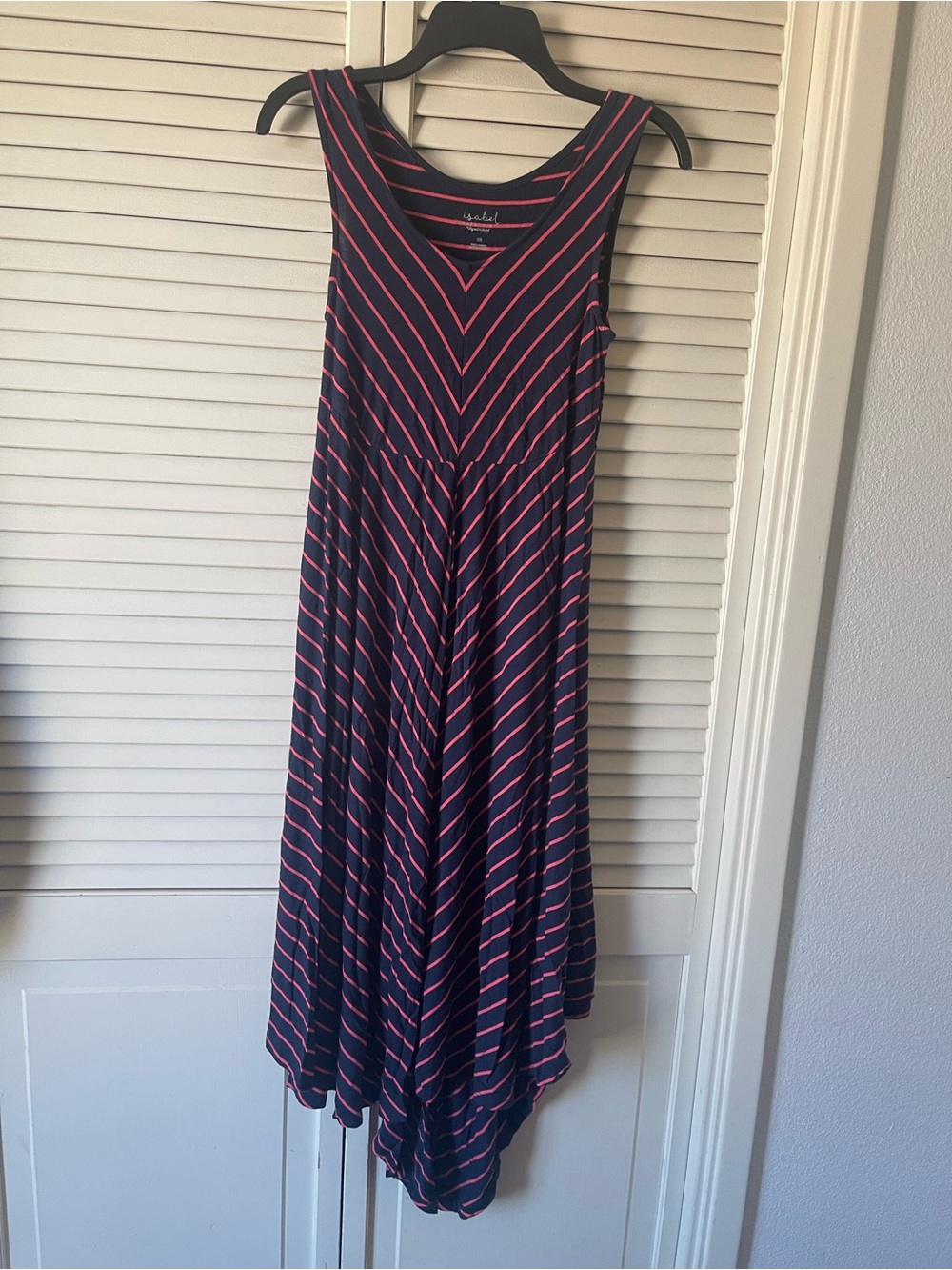 Isabel Maternity by Ingrid & Isabel Navy Dress with Pink Stripes